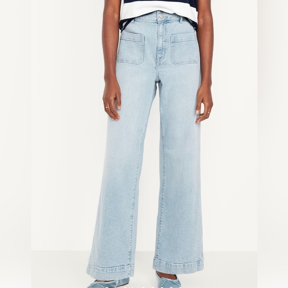 Old Navy Extra High-Waisted Mariner Wide-Leg Jeans 10P - Picture 1 of 6